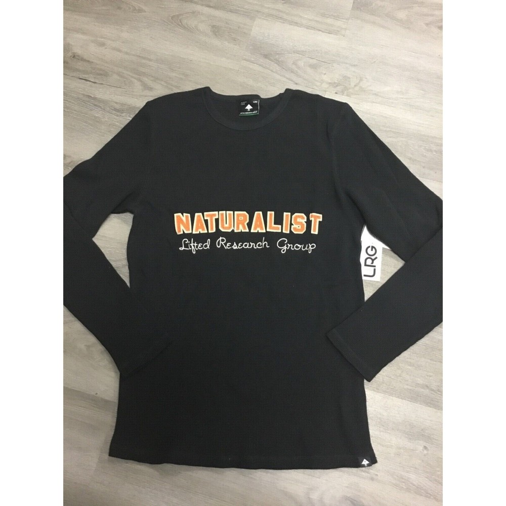 LRG MENS “NATURALIST”CREWNECK THERMAL LONG SLEEVE BLACK SIZE MEDIUM MENS NEW